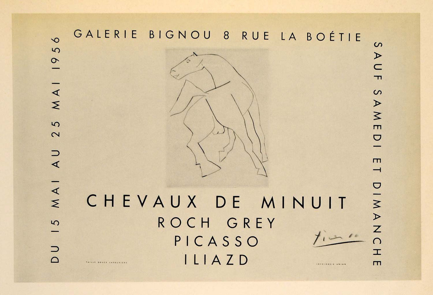 Pablo Picasso - Chevaux de minuit invitation - 1971