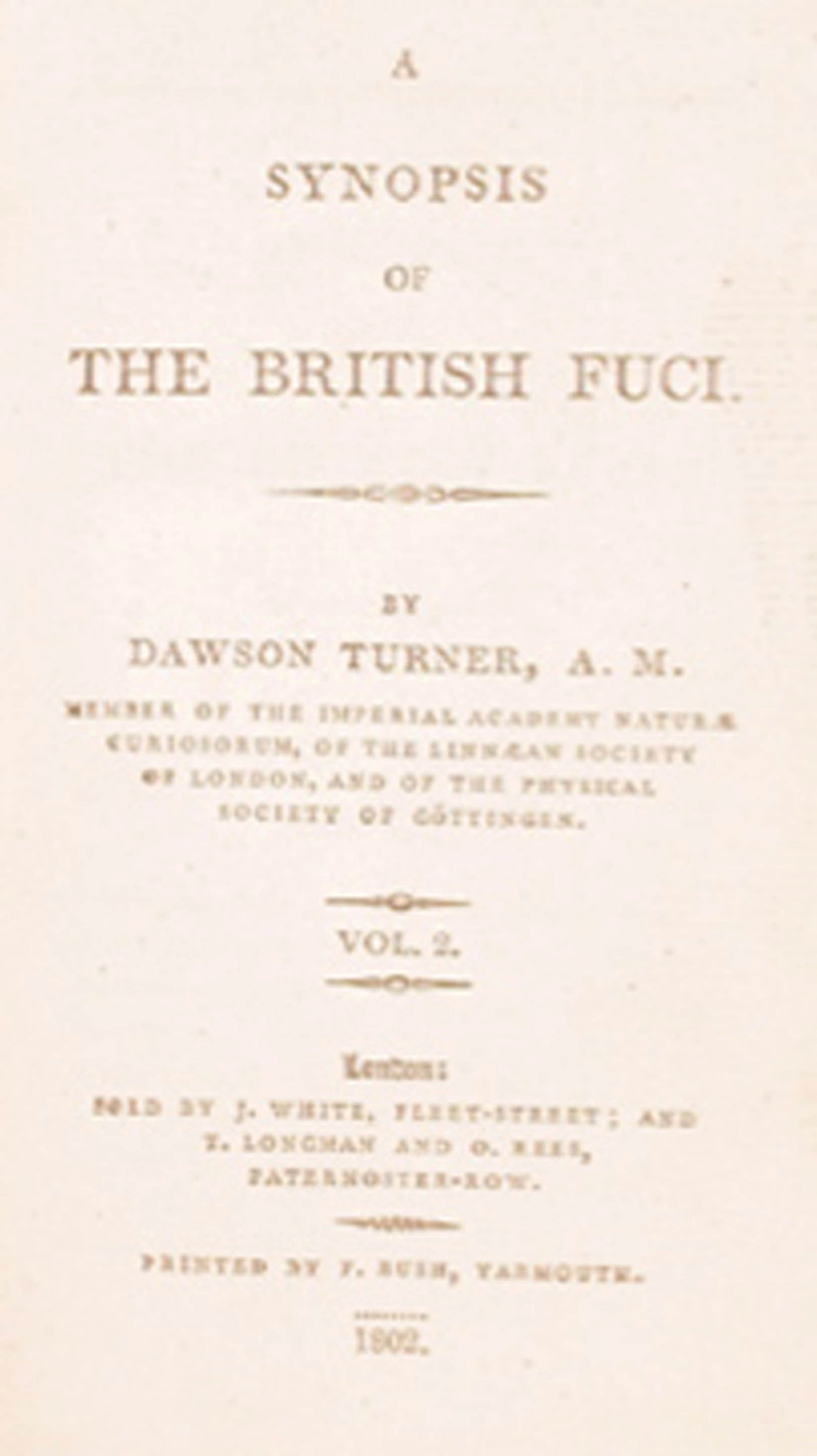 Dawson Turner - A Synopsis of British Fuci - 1802