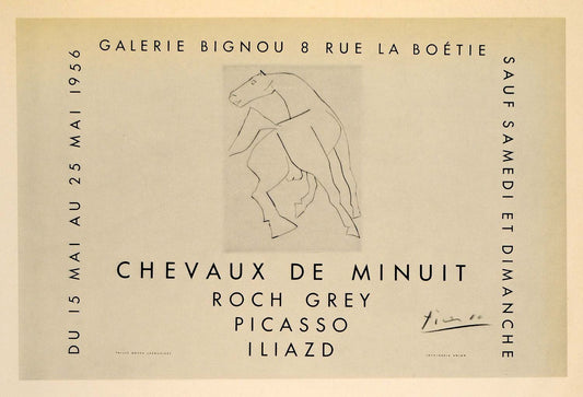 Pablo Picasso - Chevaux de minuit invitation - 1971