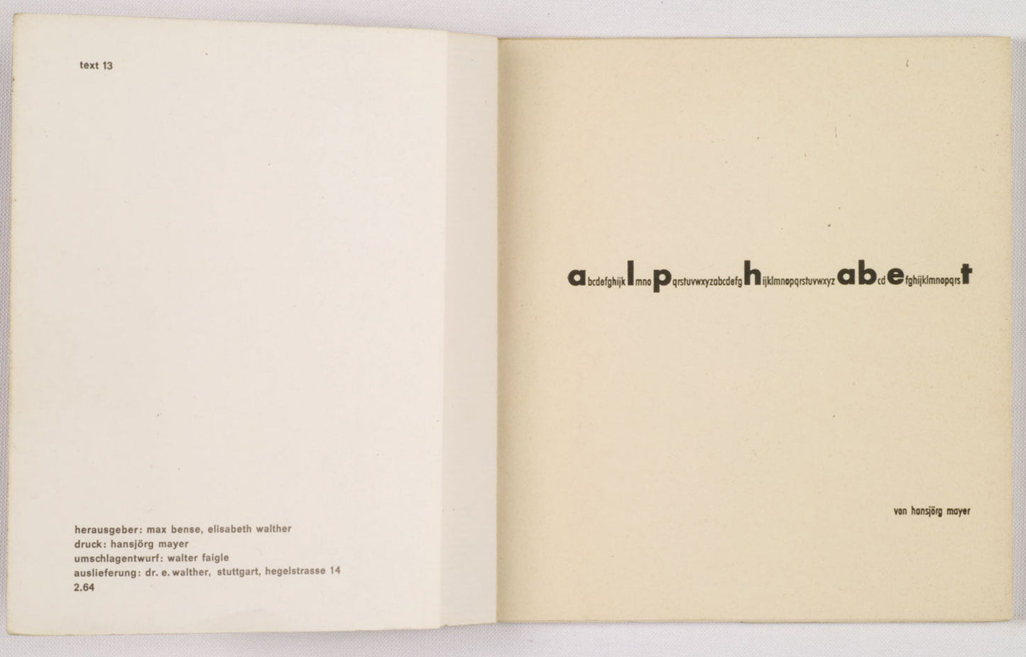 Hansjörg Mayer - Rot 13  alphabet - 1963