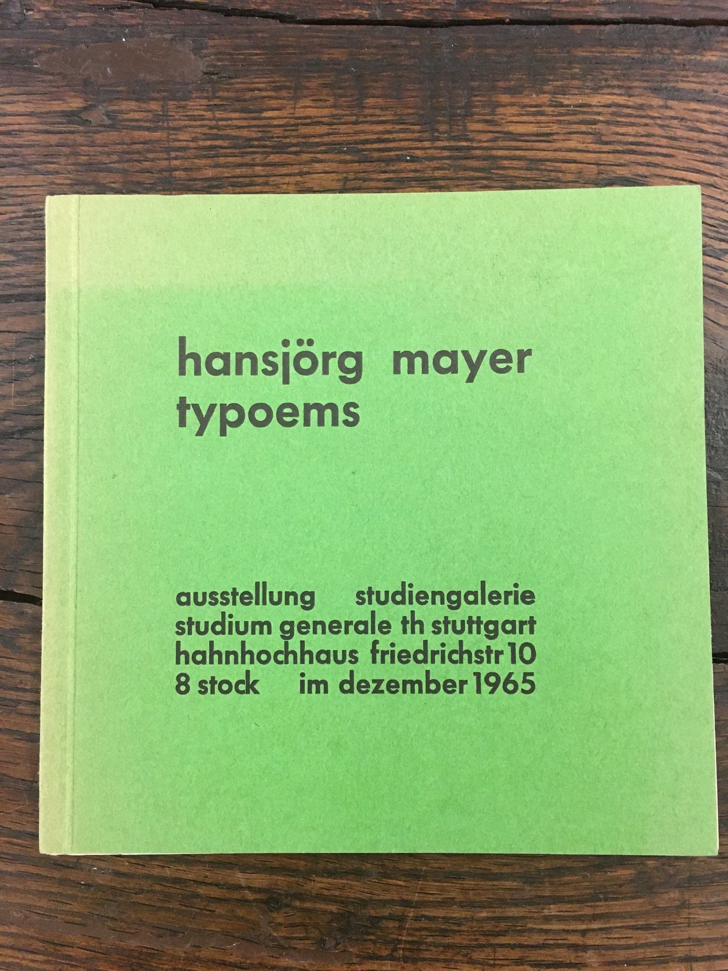 Hansjörg Mayer - Typoems - 1965